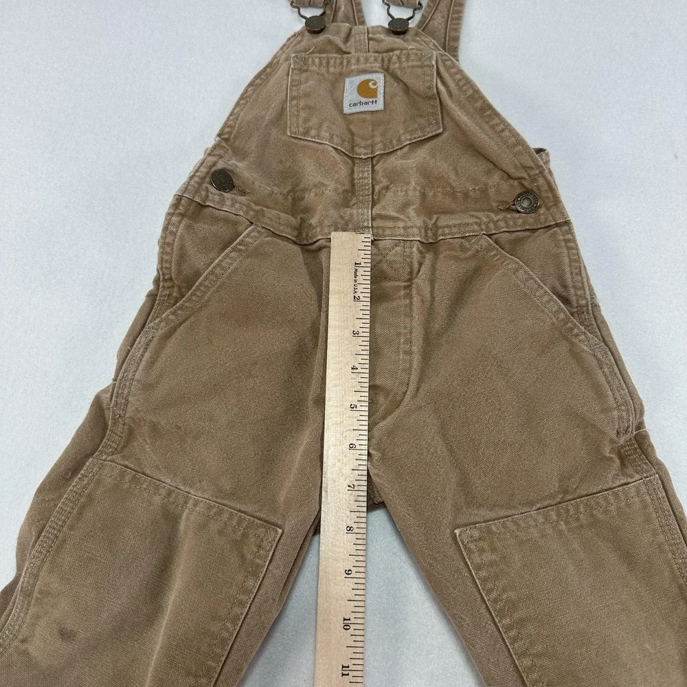 Carhartt Overalls Youth 4 Brown Canvas Bib Double Knee Workwear Play Pants Chore